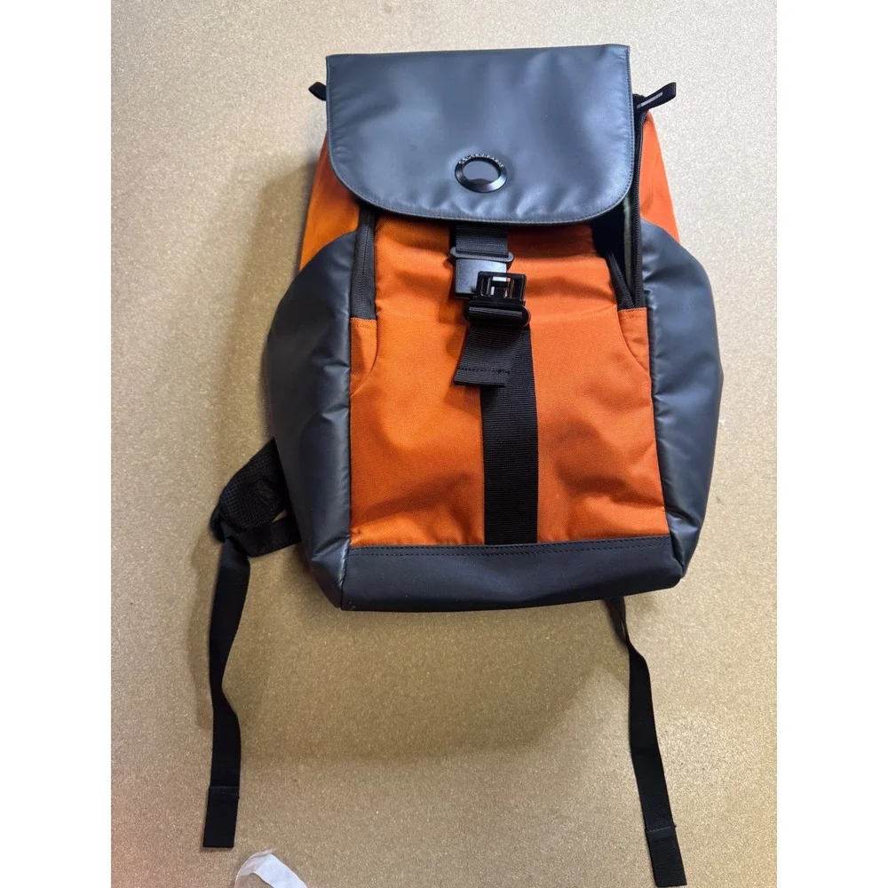 Delsey Orange Gray Tech Backpack Water Resistant Laptop Travel School‎ Bag FLAW.